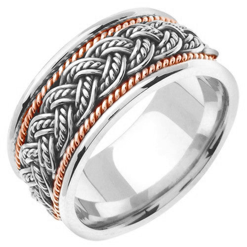 14k Silver/White Gold 7 Strands Hand Braided Ring Band