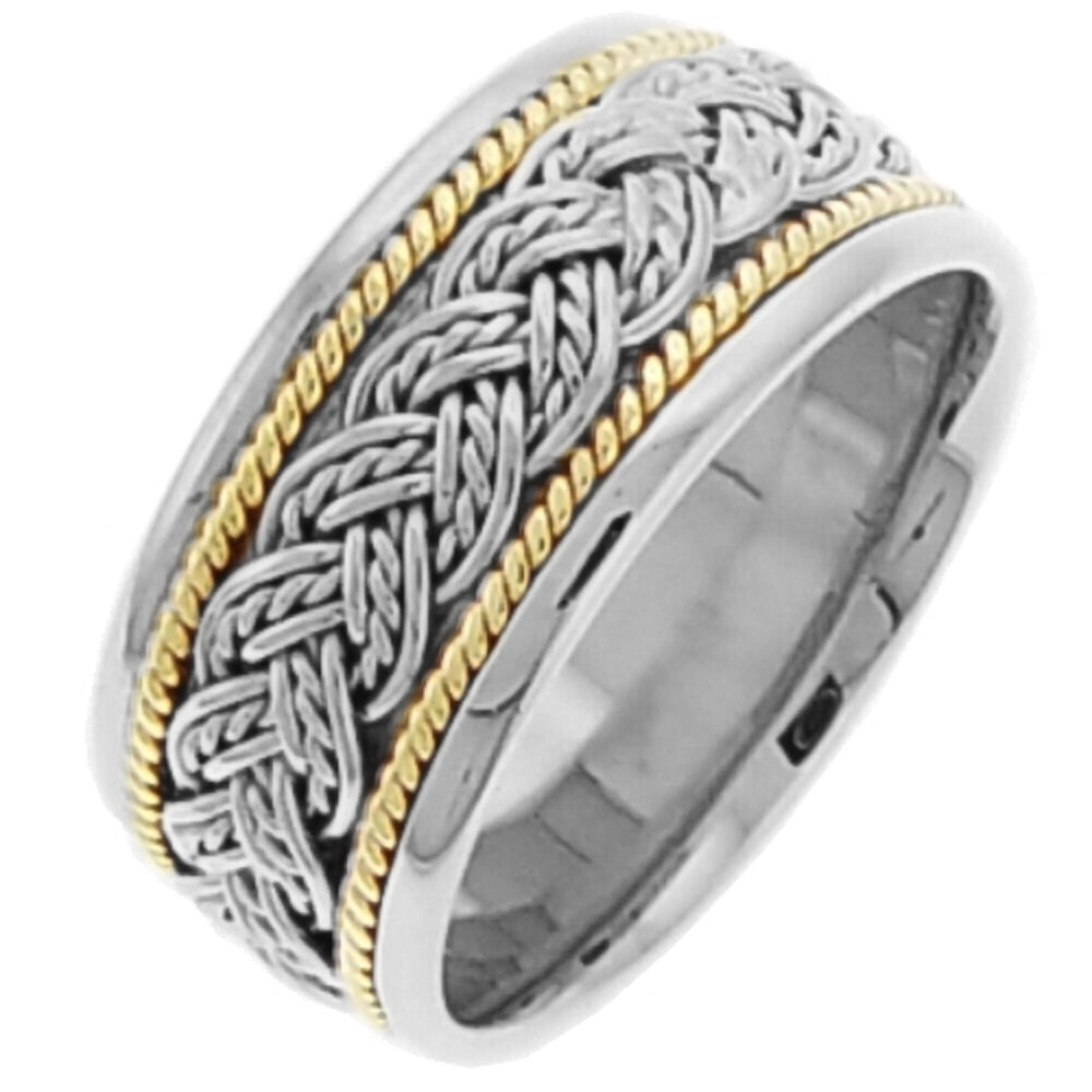14k Yellow/White Gold 7 Strands Hand Braided Ring Band