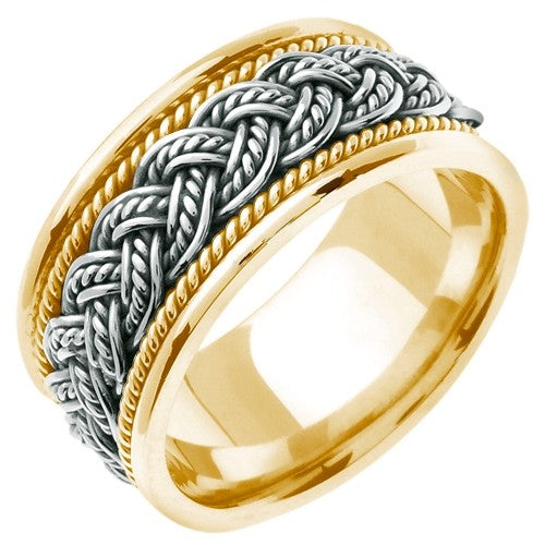 14k Yellow/White Gold 7 Strands Hand Braided Ring Band