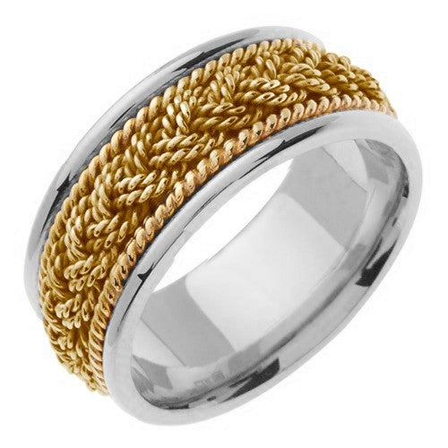14K or 18K Yellow and White Gold Braided Ring