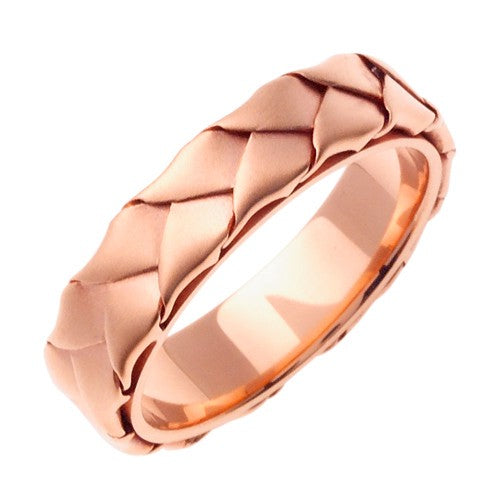 14K Rose or Yellow/Tricolor Gold Hand Braided Ring Band