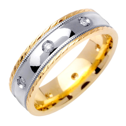 0.16ct 14K or 18K Two-Tone Gold Diamond Ring