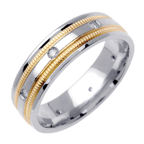 0.16ct 14K or 18K Two-Tone Gold Diamond Ring