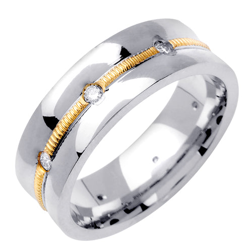 0.16ct 14K or 18K Two-Tone Gold Diamond Ring