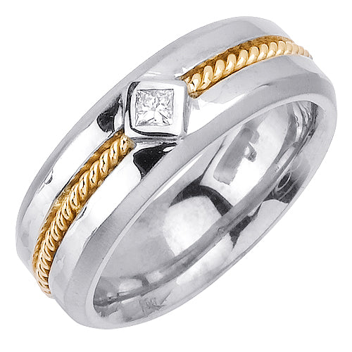 0.10ct 14K or 18K Two-Tone Gold Diamond Ring