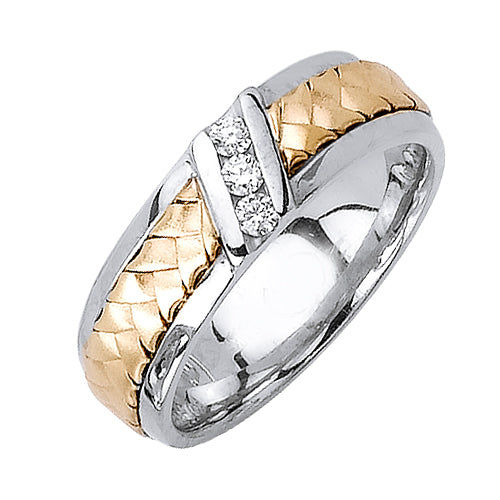0.09ct 14K or 18K Two-Tone Gold Diamond Ring
