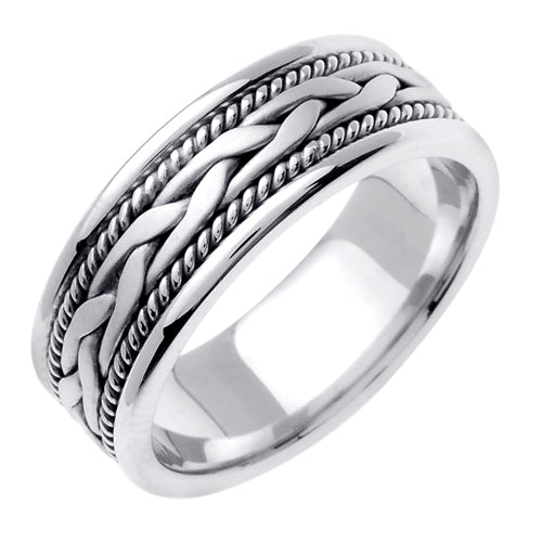 14K White or Yellow Gold Hand Braided Cord Ring