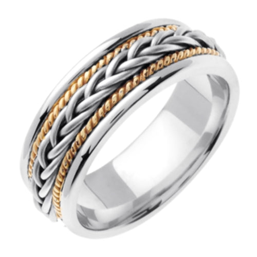 14K Titanium/Yellow Hand Braided Cord Ring Band