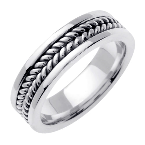 18K Yellow/White or White Hand Braided Ring Band