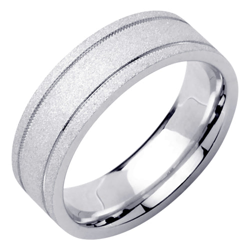 14K or 18K White Gold Traditional Milgrain Edge Ring