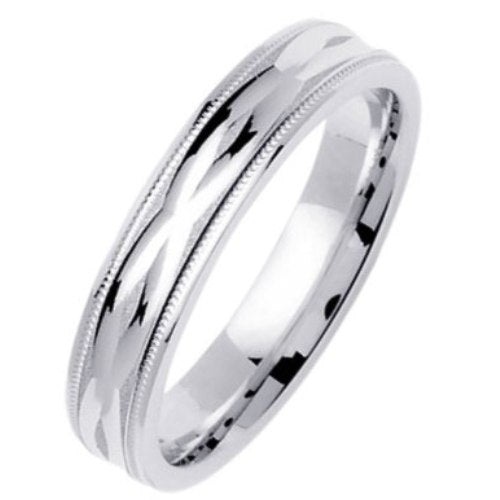 14K or 18K White Gold Carved Ring