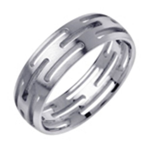 14K or 18K White Gold Carved Ring