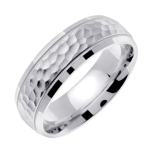 Miligrain Hammer Finish Design Band Ring