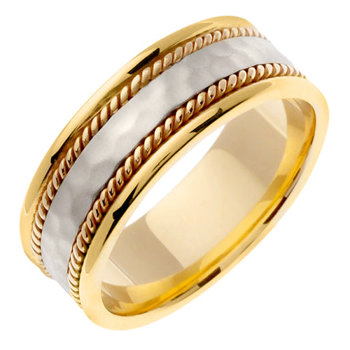 18K Yellow/White or White Hand Braided Ring Band