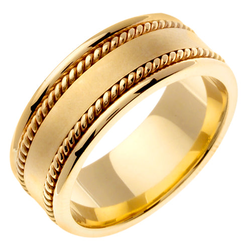14K Yellow or White Gold Hand Braided Cord Ring - JDbandsjewelry