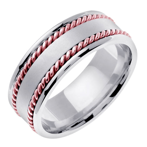 Titanium and 14K Two Tone Gold center Hand Braided Cord Ring