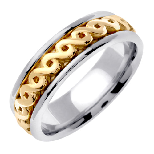Silver or Titanium With 14K Yellow Gold Celtic Ring