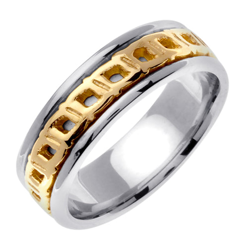 Silver or Titanium With 14K Yellow Gold Celtic Ring