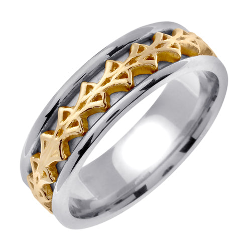 Silver or Titanium With 14K Yellow Gold Celtic Ring