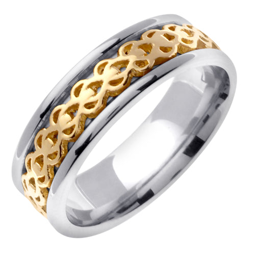 Silver or Titanium With 14K Yellow Gold Celtic Ring