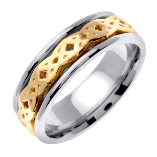 Silver or Titanium With 14K Yellow Gold Celtic Ring