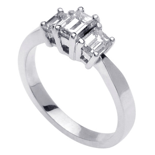 3 Stone Emerald Cut Engagement Ring Band