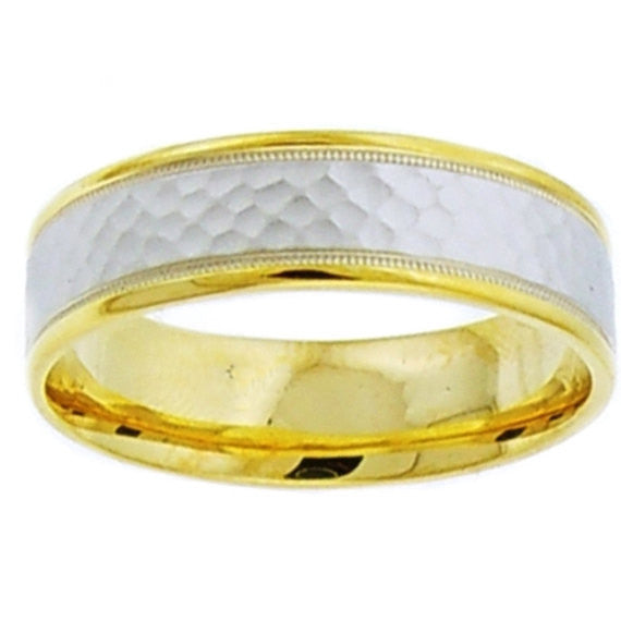 Hammer Finish Milgrain Edge Design Ring Band