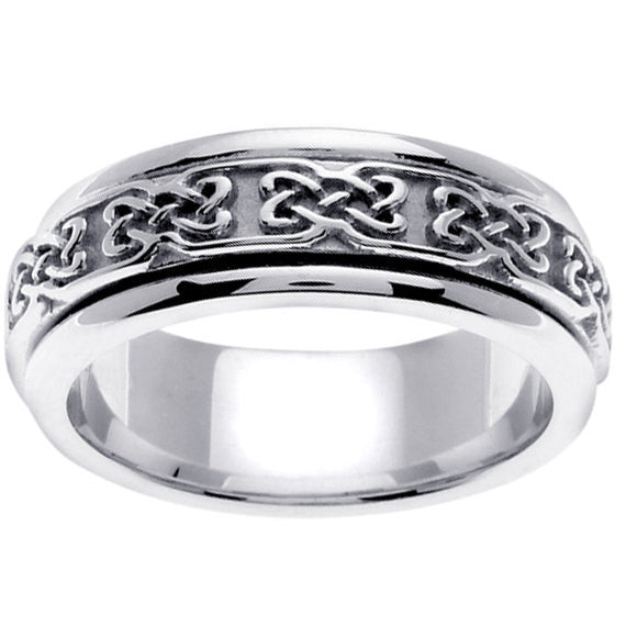 Titanium & Gold Celtic Knot Design Ring Band