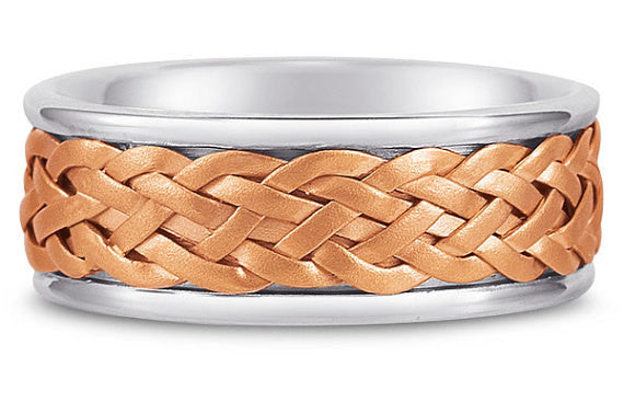 Titanium and Gold Weaved Ring Band