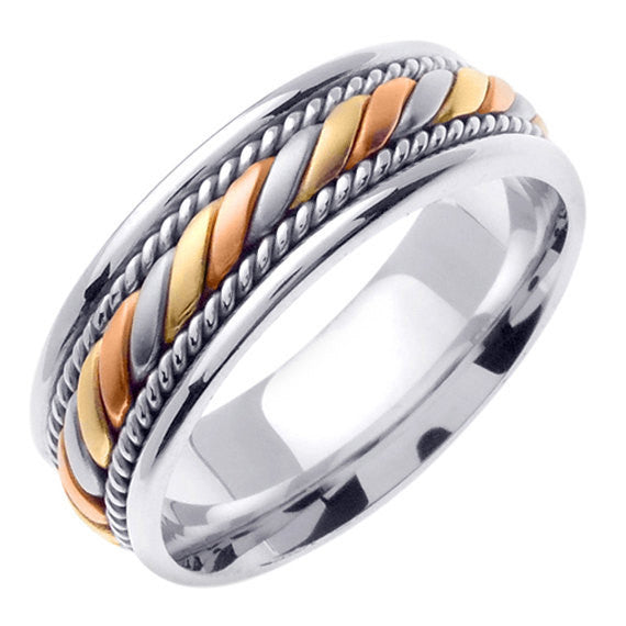 Titanium and Gold Hand Braided Cord Ring Band