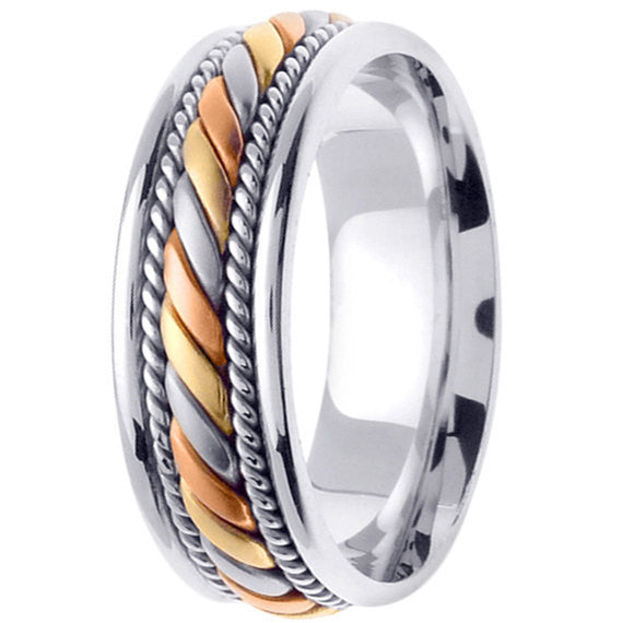 Titanium and Gold Hand Braided Cord Ring Band