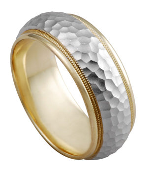 14K Two Tone Gold Carved Ring