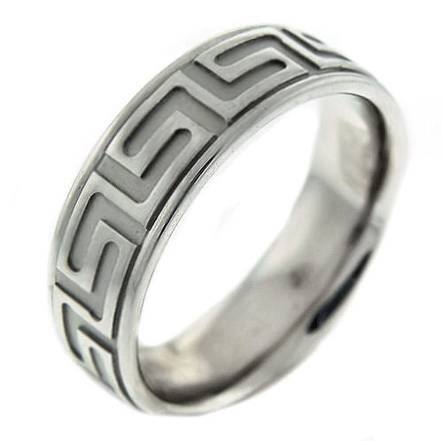 Greek Key Design Ring Band