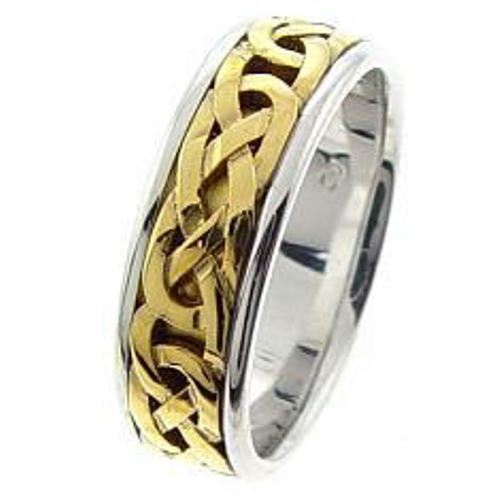 Titanium and 14K White or Yellow Gold Celtic Knot Ring