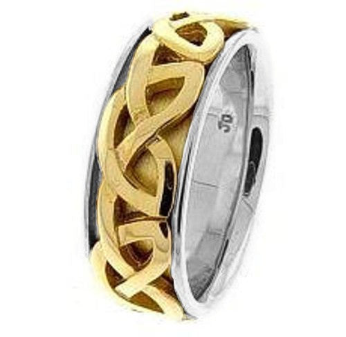 14K White or White/Yellow Celtic Knot Ring Band