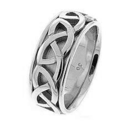 14K White or White/Yellow Celtic Knot Ring Band