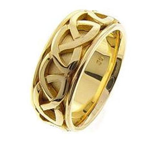 14K Yellow or Yellow/White Celtic Knot Ring Band