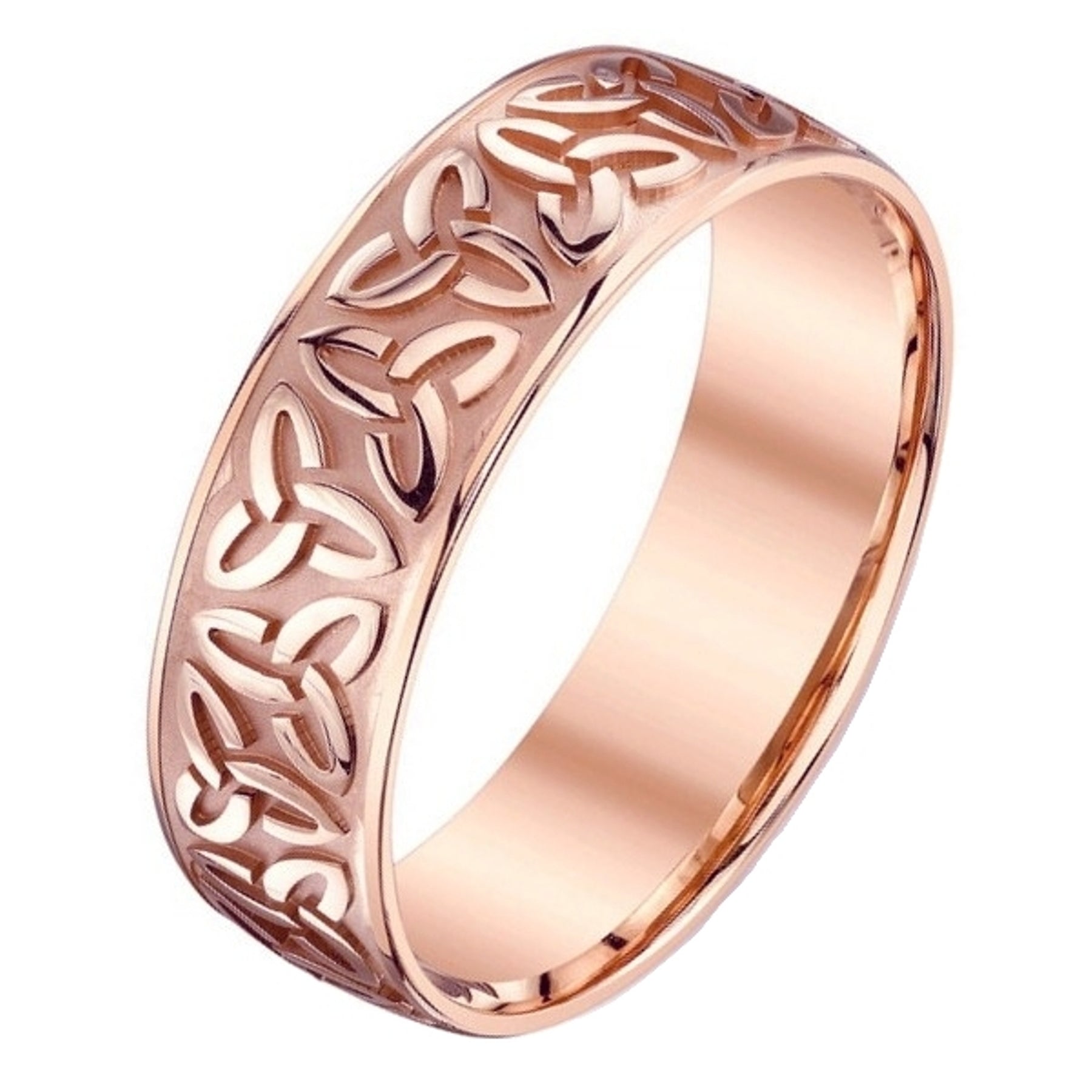 14K or 18K Rose Gold Celtic Trinity Knot Ring