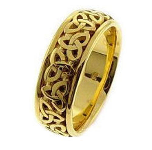 14K White or Yellow gold Celtic Trinity Knot Ring