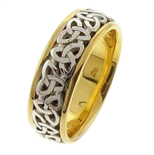 14K White/Yellow gold Celtic Trinity Knot Ring