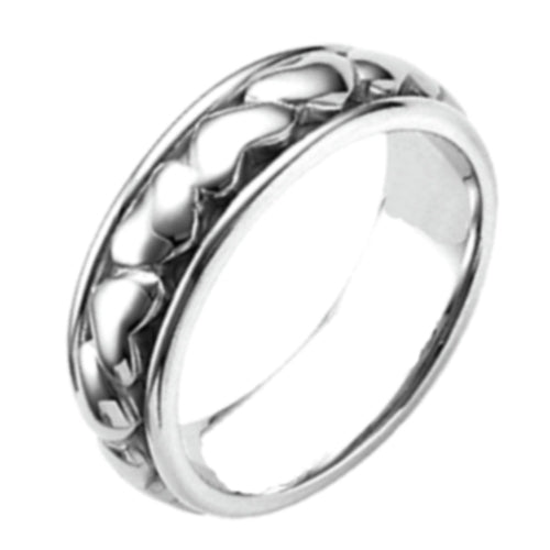 Silver or Titanium 14K White Gold Eternal Heart Ring
