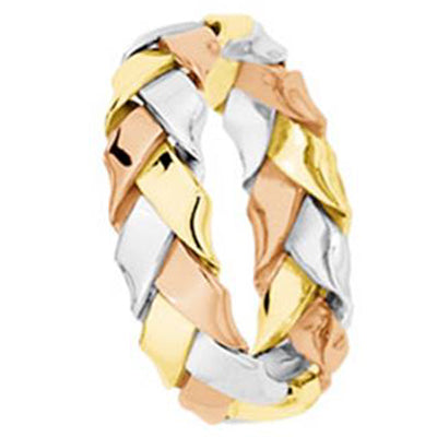 14K or 18K Tricolor Hand Braided Ring