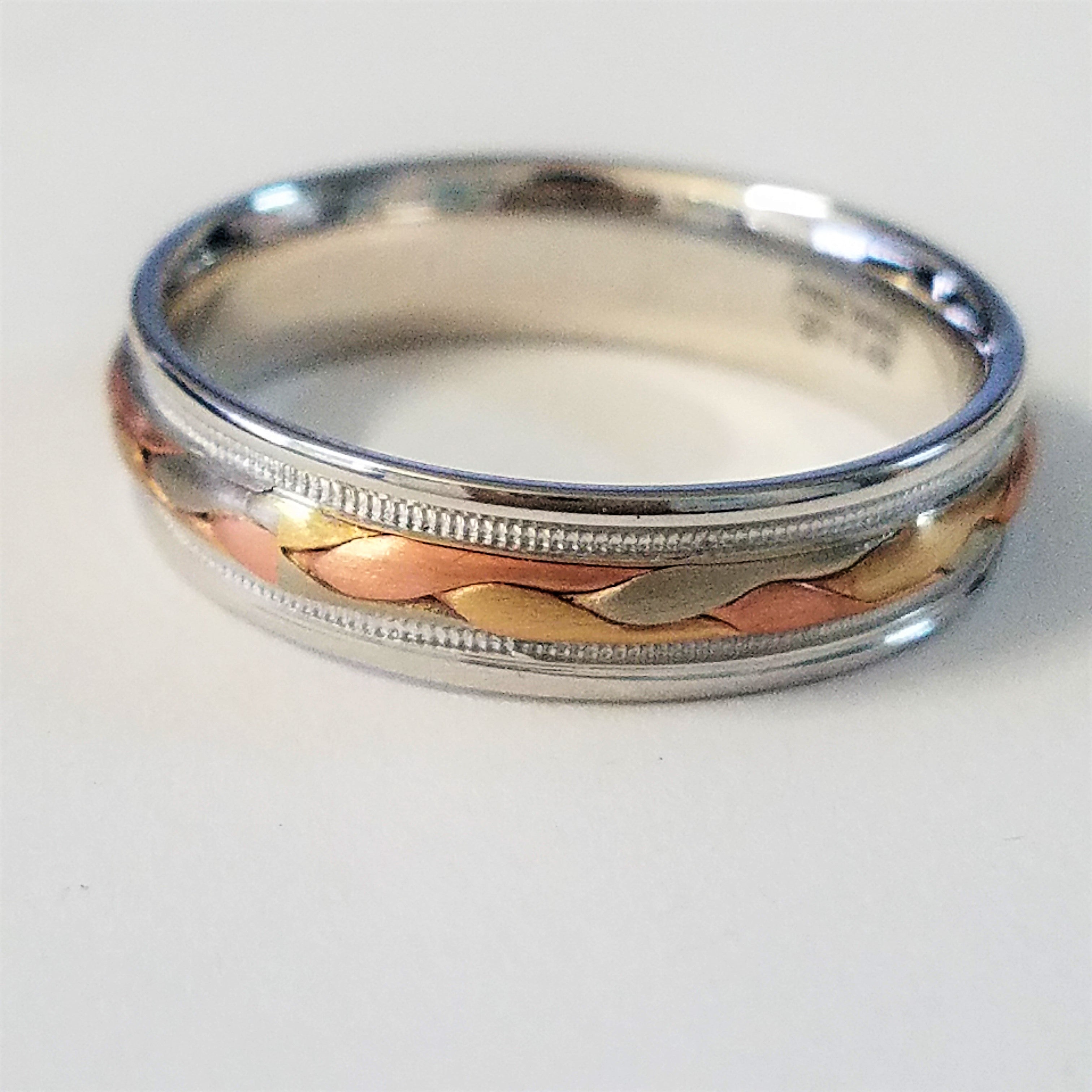 3 Strand Hand Braided Wedding Band Ring