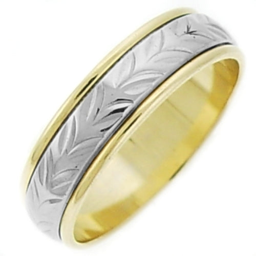 14K or 18K Two-Tone Gold Hand Carved Ring