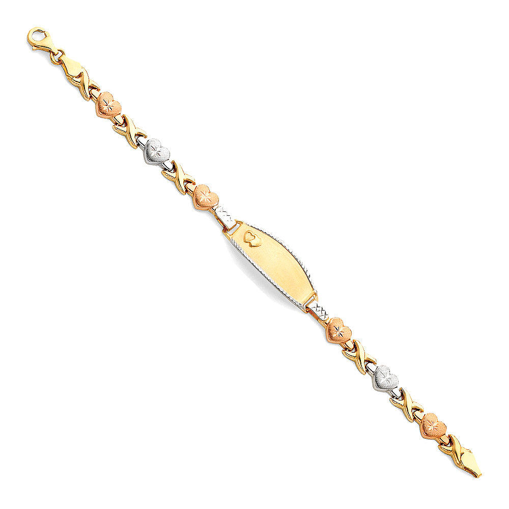 14k Gold Stampato Heart ID Bracelets and Charms