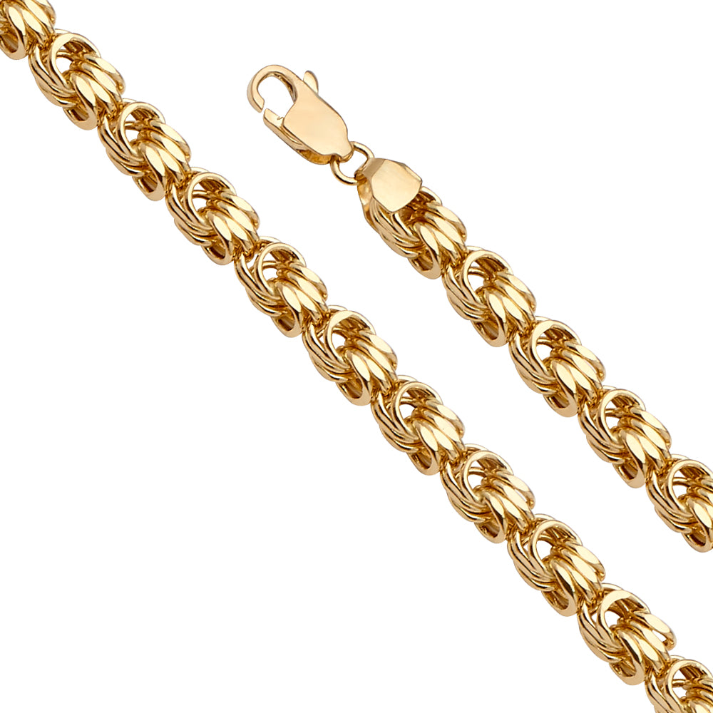 14k Gold Hollow Square Byzantine Bracelet 2.5mm to 5.3mm - 0