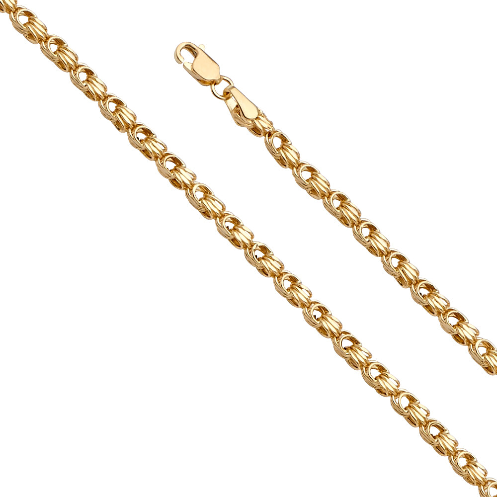 14k Gold Hollow Square Byzantine Bracelet 2.5mm to 5.3mm