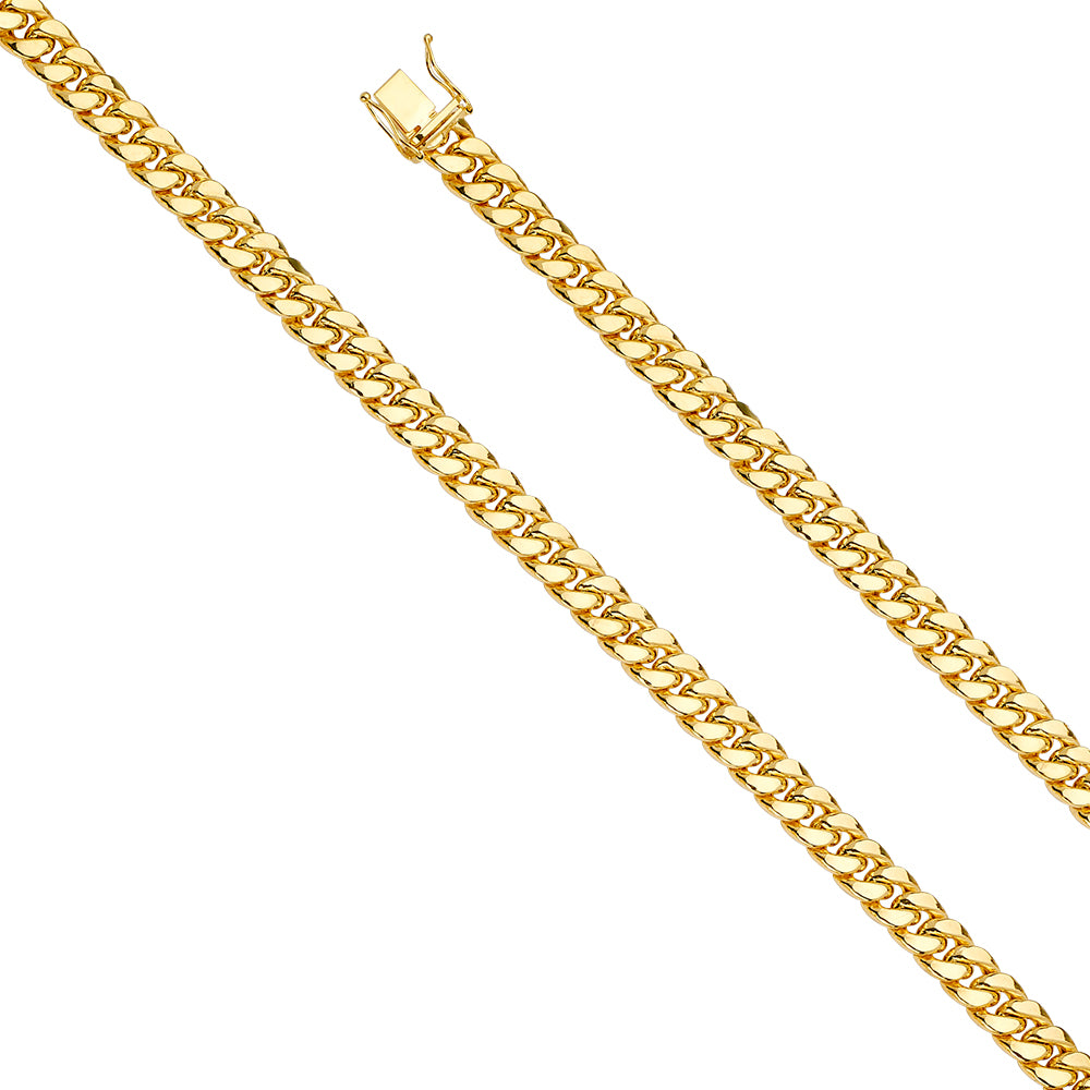 14k Gold Miami Cuban Hollow Chain Bracelet 3.7mm to 12mm Width