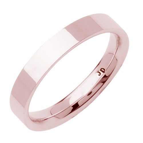 Plain 14K Rose/Pink Gold 5MM Traditional Flat Top Pipe Design Ring Band