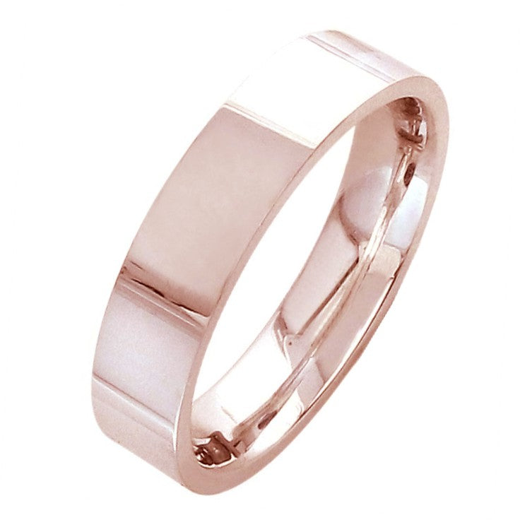 Plain 14K Rose/Pink Gold 6MM Traditional Flat Top Pipe cut Design Ring Band